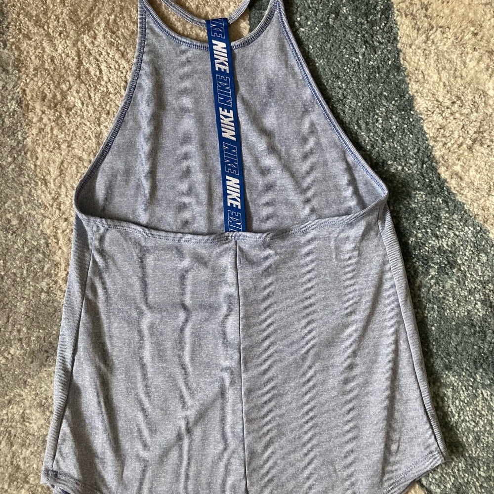 Nike blue and white striped racer back tank top - Picture 2 of 3